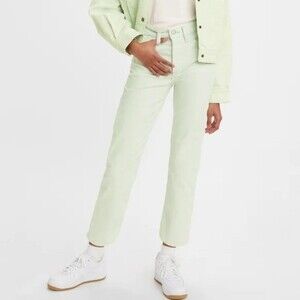 Levi’s Premium Wedgie Straight Corduroy Jeans Pants 25 x 28 Pastel Green Seafoam